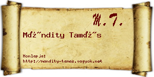 Mándity Tamás névjegykártya